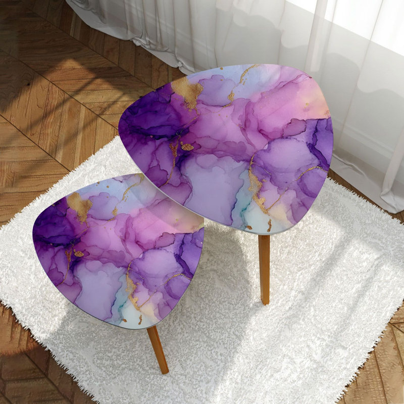 Ensemble de 2 tables gigognes Triangle Nest, Mauve / bleu