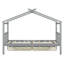 Lit simple en bois avec tiroirs, gris