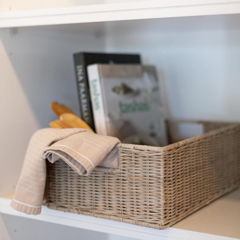 Wicker Shallow Storage Basket - Medium, 6" H x 12" W x 16" D