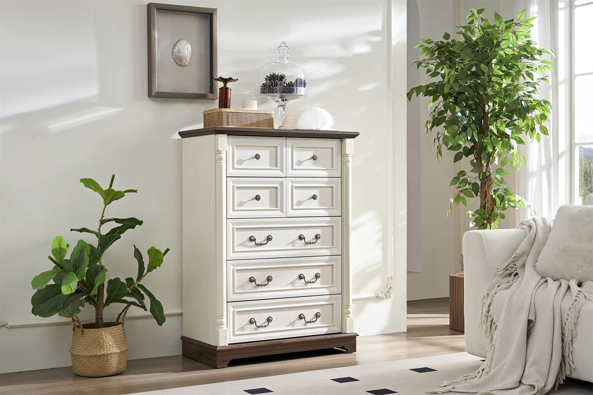 Alcott Hill 7 Drawer Dresser Chest For Bedroom With Wooden Base And ...