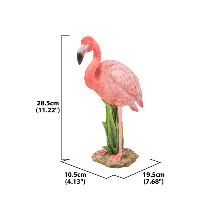 Pink Polyresin Flamingo Garden Statue with Realistic Features