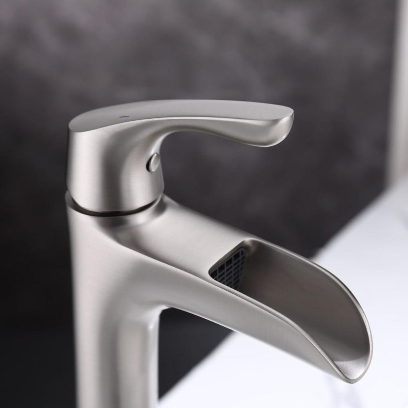 Robinet de salle de bains monotrou avec ensemble de drainage, Nickel brossé