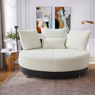 Blossie 51.25" Seat Wide 360° Swivel Round Lounger, Phone Holder by Wade Logan