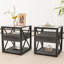 Ensemble de 2 tables de bout modernes avec tiroir - table de chevet pour la chambre à coucher et le salon, panneau de fibres à densité moyenne en bois rustique et plateau en verre trempé, table d'appoint de style industriel-677781261