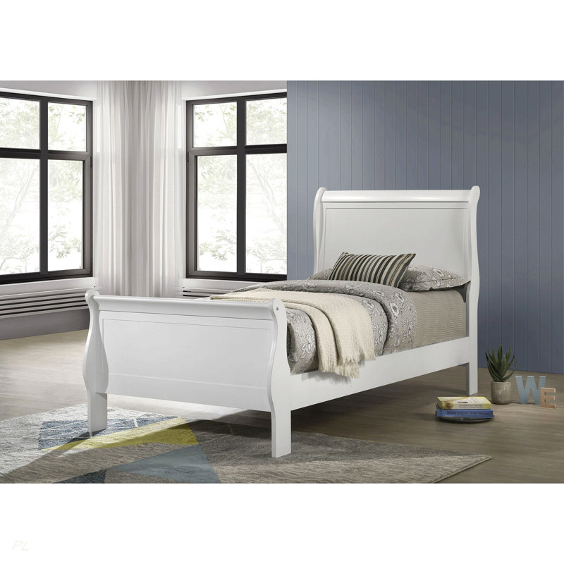 McKee White Twin Sleigh Panel Bed