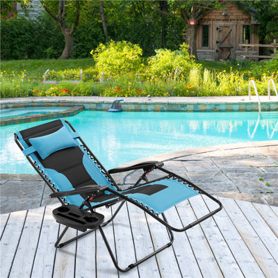 Hendon Outdoor Metal Chaise Lounge with Table , Cushion Included