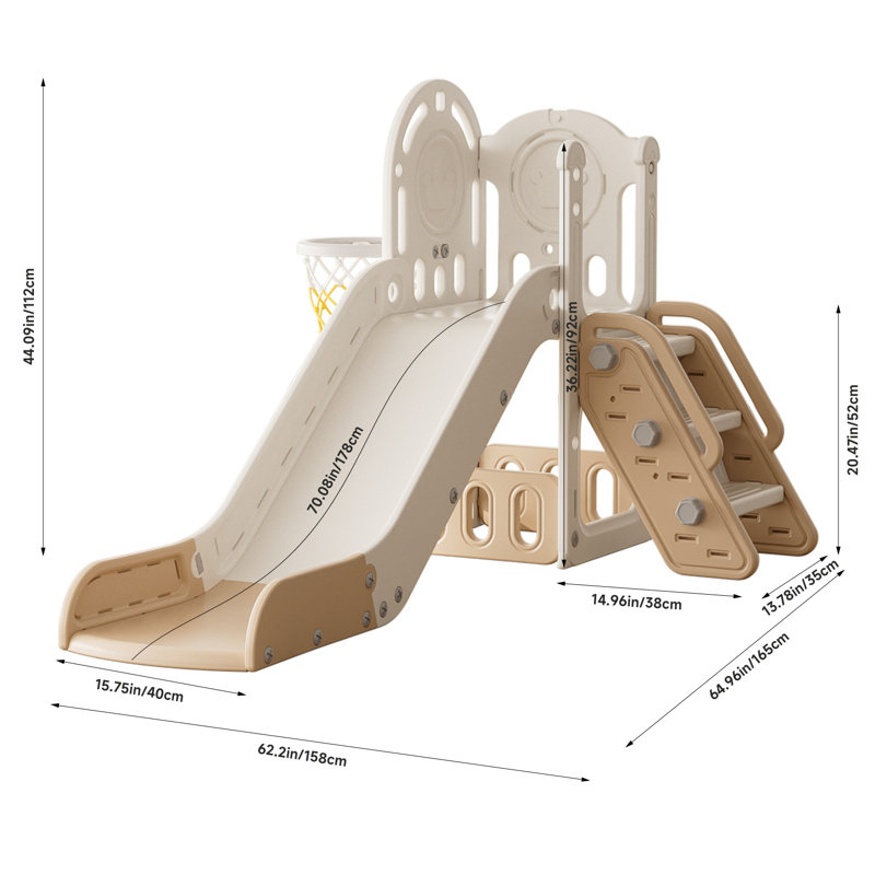 Zoomie Kids Indoor Slide, Orange/White