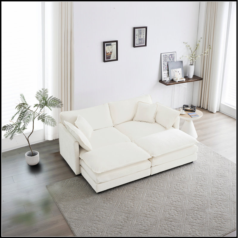 Canapé confortable avec coussins moelleux et structure durable, pour les espaces de vie modernes et traditionnels., Blanc