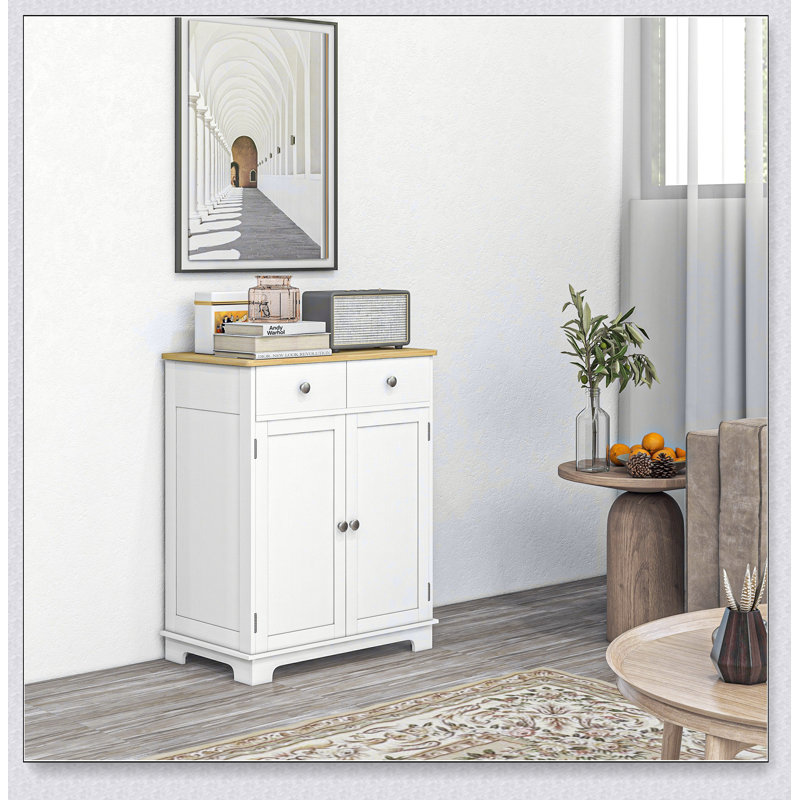 Buffet avec comptoir en bois massif, armoire de rangement de cuisine moderne, armoire à café, Blanc
