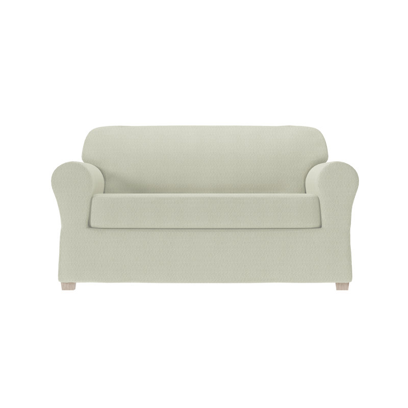Housse extensible pour canapé à coussins carrés, Mélange de polyester beige, H 34 po x l 73 po x P 38 po