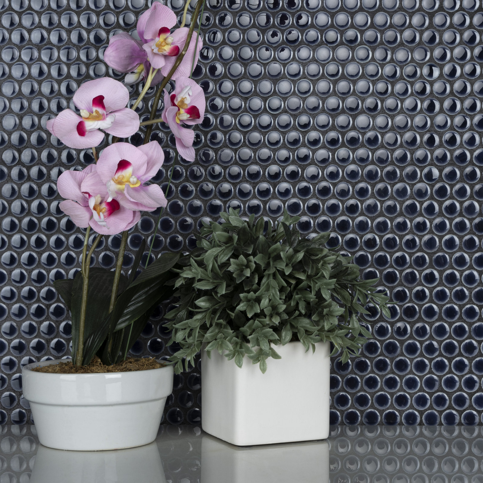 Hudson Penny Round 11-7/8 " x 12-5/8 " Porcelain Mosaic Floor and Wall Tile, Ribier Grape
