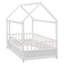 Lit simple en bois avec cadre de toit, garde-corps de clôture, blanc-680018720