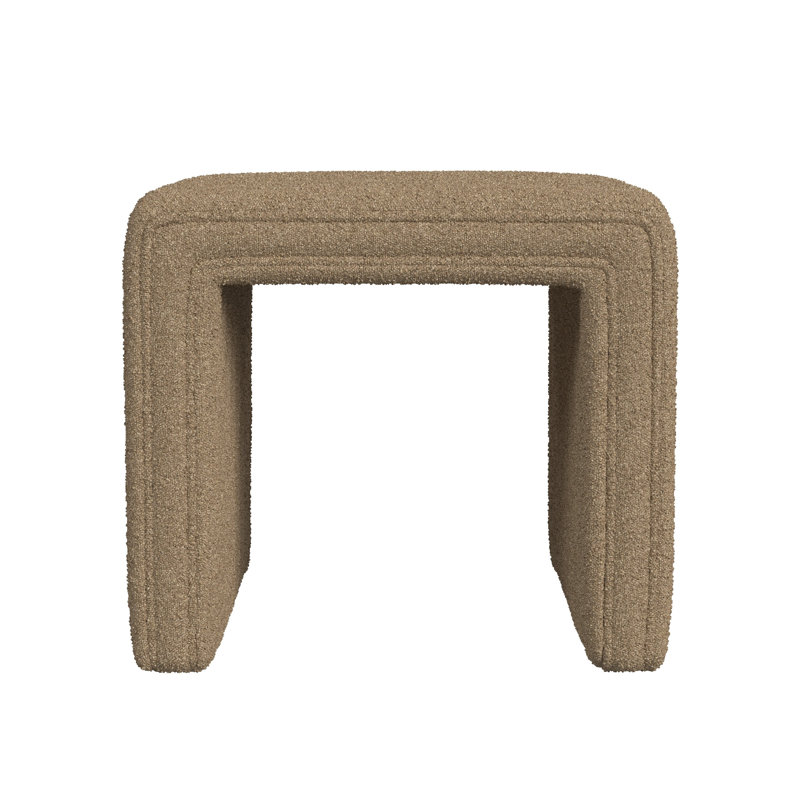 Ada Footstool Ottoman, Channel Tufted Taupe Brown Boucle, 19 Inch, Taupe Brown