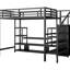Lit mezzanine en métal avec meuble télé et mobilier de chambre à coucher pratique - Marches de divertissement noires-1743335302