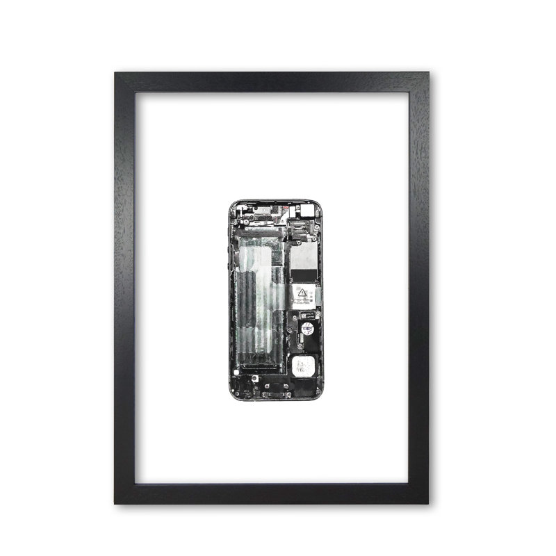 Broken IPhone - Print, Black Grain Frame, 42 cm H x 30 cm W x 5 cm D