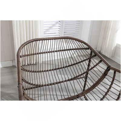 Outdoor Rattan Rocking Chair,Padded Cushion Rocker Recliner Chair Outdoor For Front Porch, Living Room, Patio, Garden, Olive Green