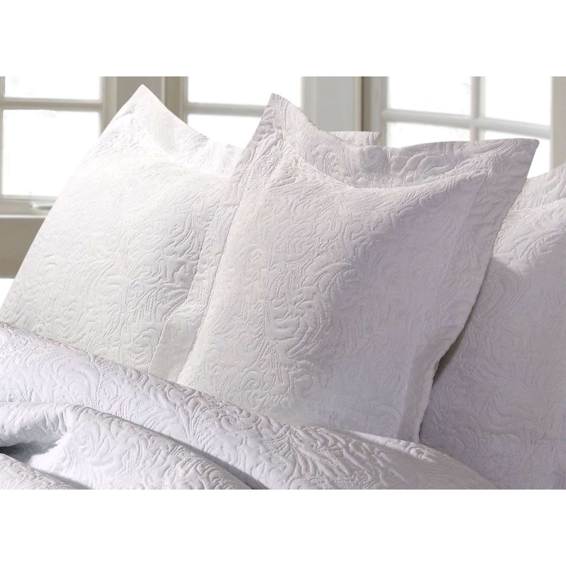 Karnes Cotton Blend Solid Colour Bedspread, White, Kingsize Bedspread