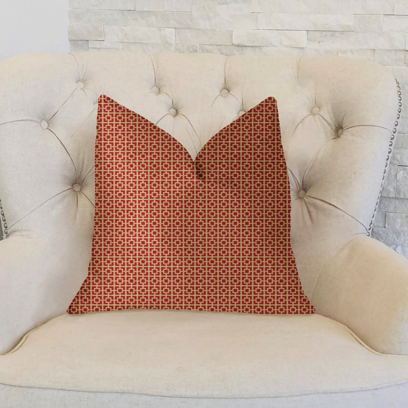 Uptown Geometric Throw Pillow, 12" x 20", Orange/Ivory