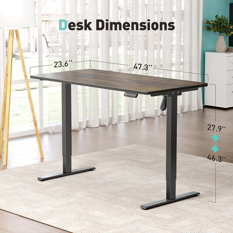  Height Adjustable Standing Desk, Brown/Black, 46.3" H x 47.3" H x 23.6" D