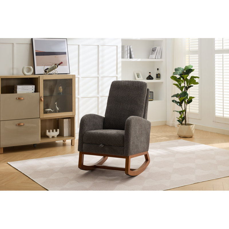 Accent Rocking Chair With Footrest, Brown, Charcoal