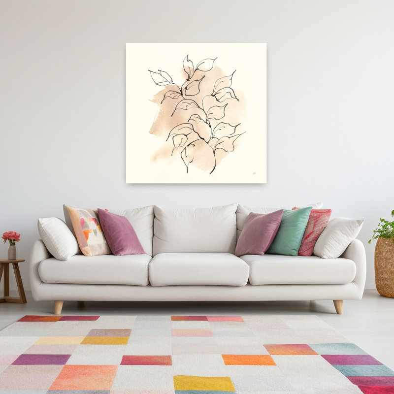 Boho Botanical II, art abstrait contemporain de paysage végétal, H 48 po x l 48 po