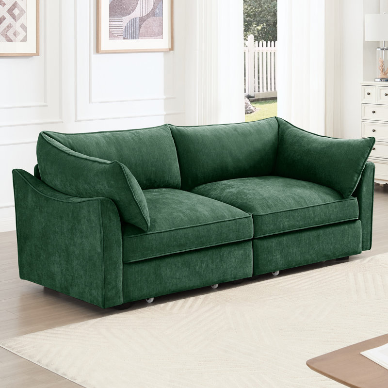 Chenille 2 places avec cadre enveloppant et caché sous le rangement pour les petits aménagements de maisons modernes Tiroirs en croissant Cosy Urban Homes