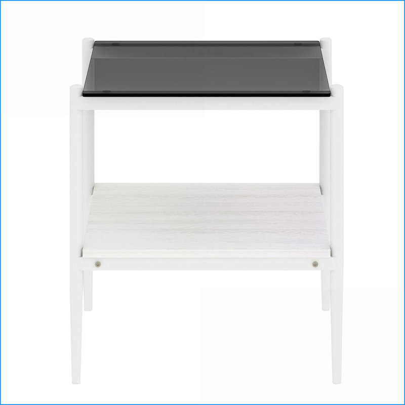 Verre trempé gris café & amp; Ensemble de tables de bout pour le salon, facile à nettoyer et amp; Vaste espace de rangement