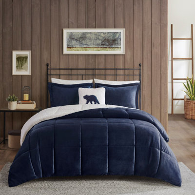 Ensemble d'édredon moelleux et hypoallergénique bleu marine