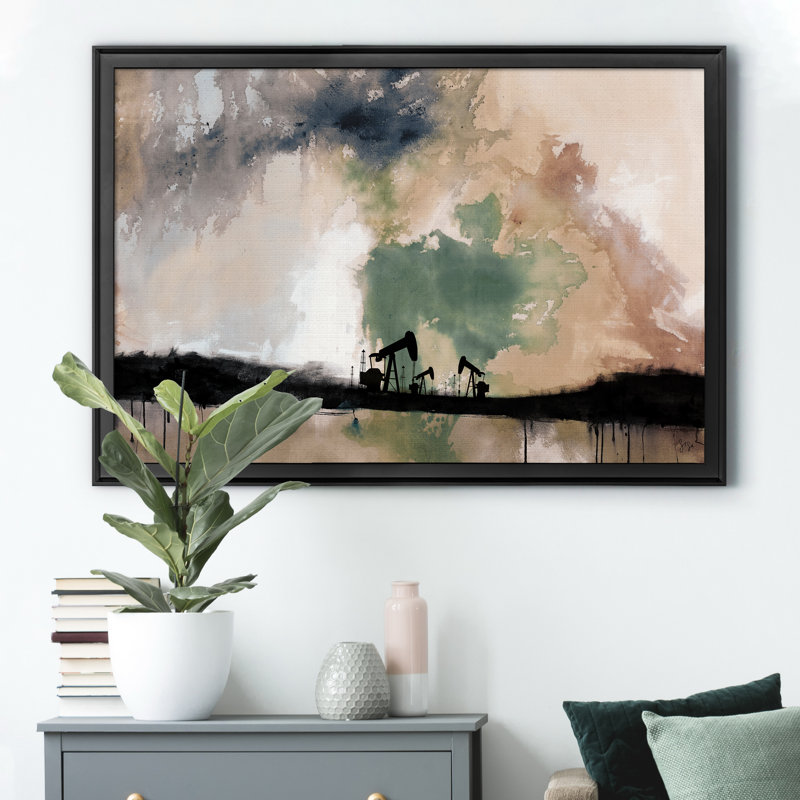 «Oil Rig Landscape I», reproduction de cadre photo, Noir, H 30,5 po x l 42,5 po x P 1,5 po