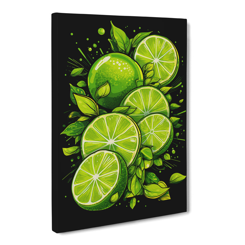 Lime Fruit Line - Wrapped Canvas, 76cm H x 50cm W x 3cm D