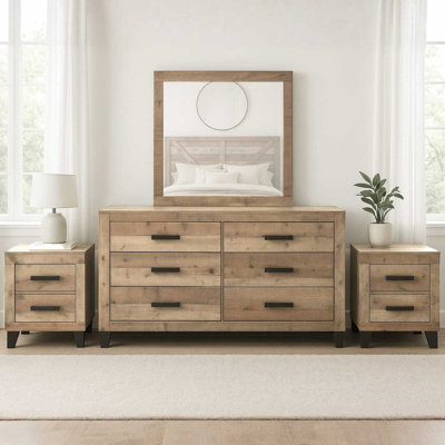 Biloxi 4-Piece Bedroom Set – Dresser and Mirror with 2 Nightstands
