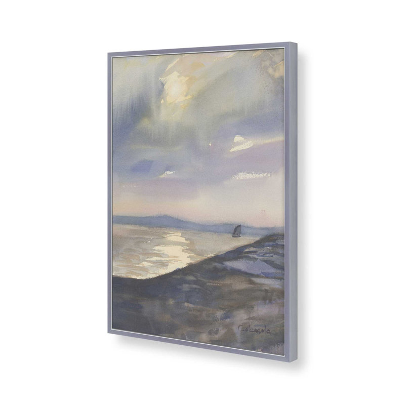 «Evening Sail» par Stephen Calcasola, reproduction d'art sur toile, H 48 po x l 32 po, Argent argent
