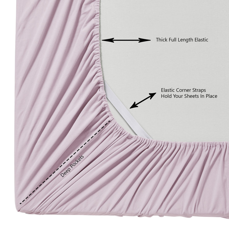 Drap-housse en flanelle de couleur unie avec draps intégrés par Sweet Home Collection, Drap-housse de taille simple, Rose