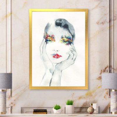 Portrait rétro d'une femme avec des lèvres rouges II - œuvre d'art sur toile glamour