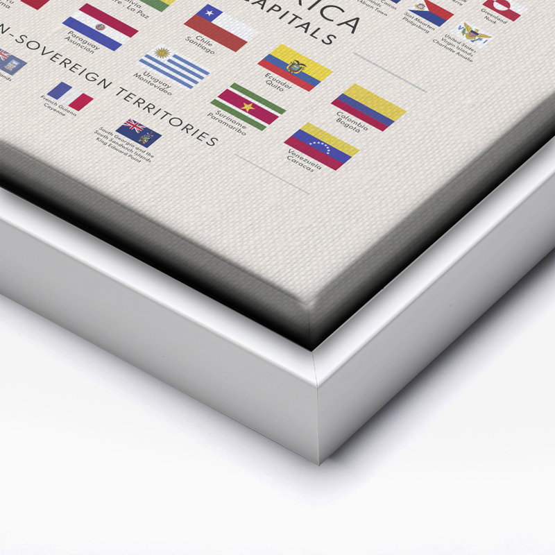 Flags of North and South America, Canvas, 12"H x 16"W, White Framed
