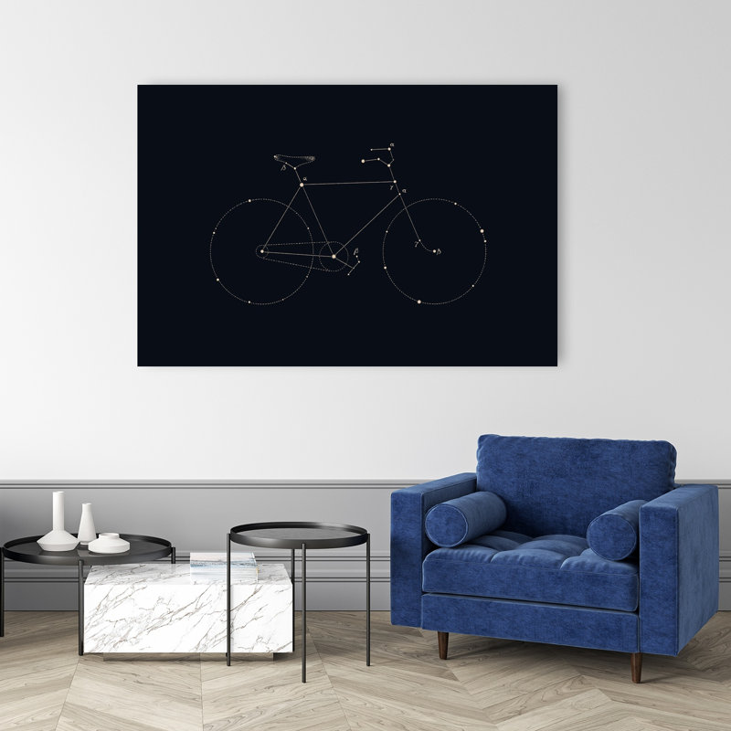 Reproduction d'art mural de paysage contemporain abstrait cosmique bicyclette Constellation, 40" H x 60" W