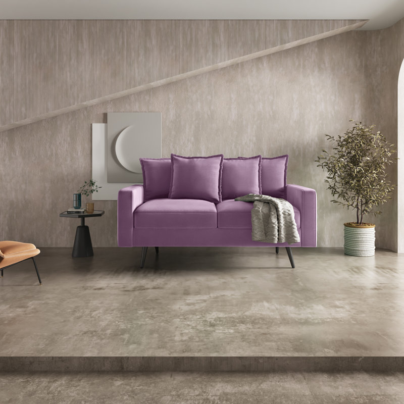 Veronica 58'' Velvet Square Arm Sofa Loveseat, Lavender