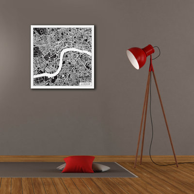 "Epic Graffiti" London Map Black "par Laura Marshall, art mural sur toile