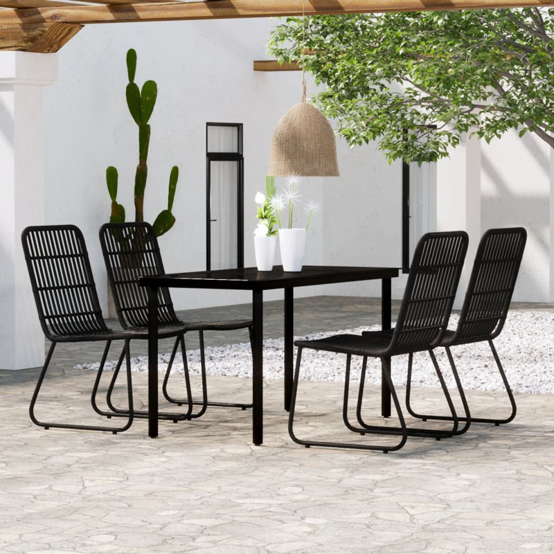Minto 4 - Person Patio Dining Set Rectangular Table, Black