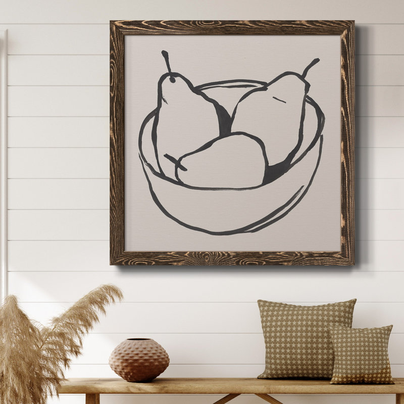 Simple Pear I - art mural encadré sur toile, H 27,5 po x l 27,5 po x P 1,5 po, Encadré de bois de noyer