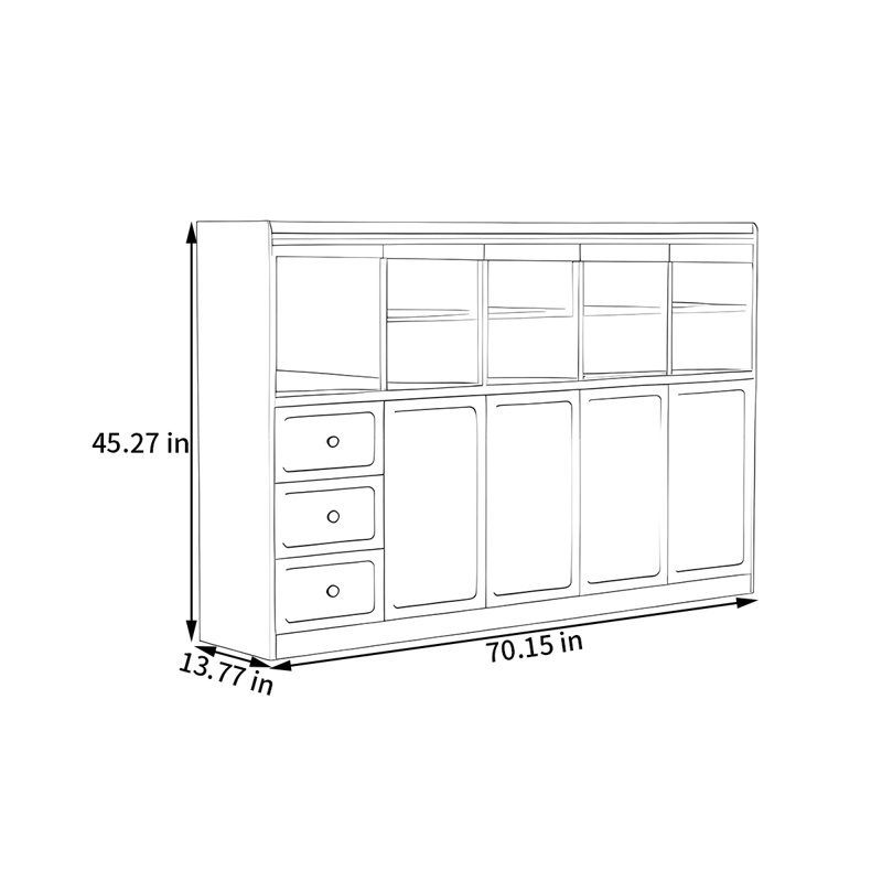 Buffet de rangement Mid Mid, H 45,27 po x l 70,15 po x P 13,77 po