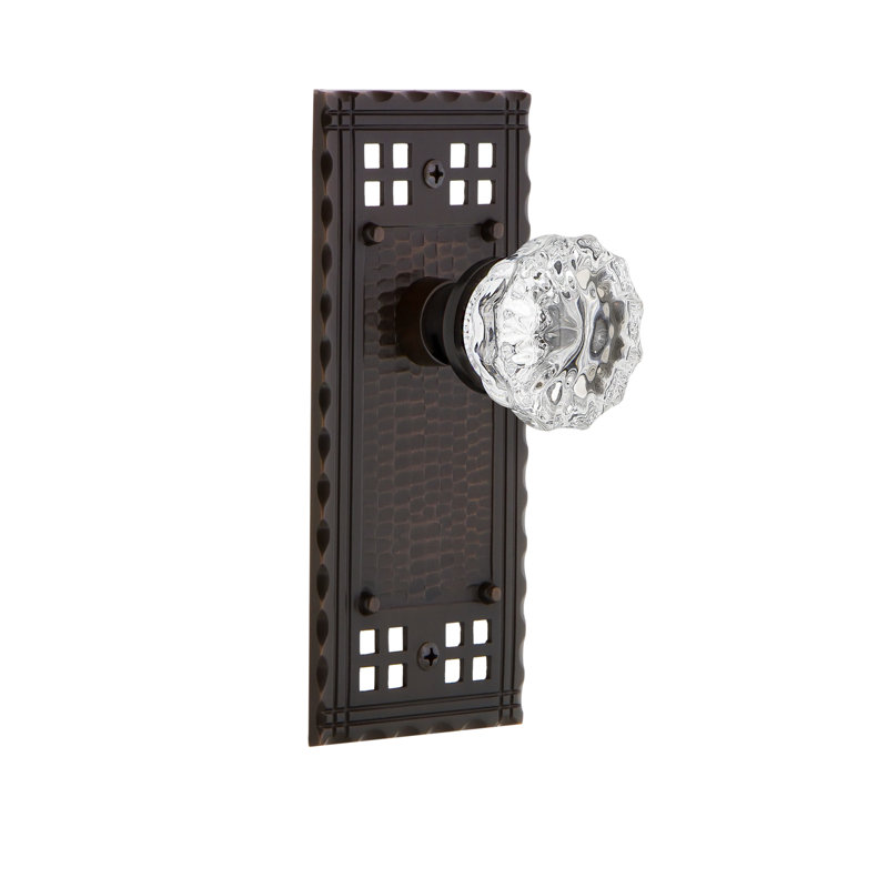 Craftsman Plate with Crystal Door Knob, Timeless Bronze, 2.375"