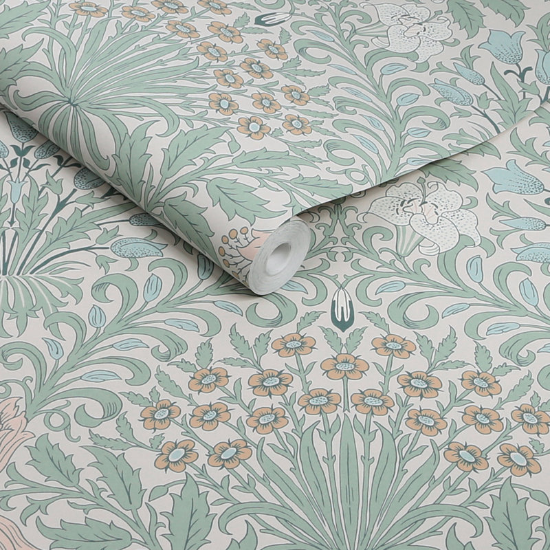 William Morris Garden Soft Wallpaper, Light Blue