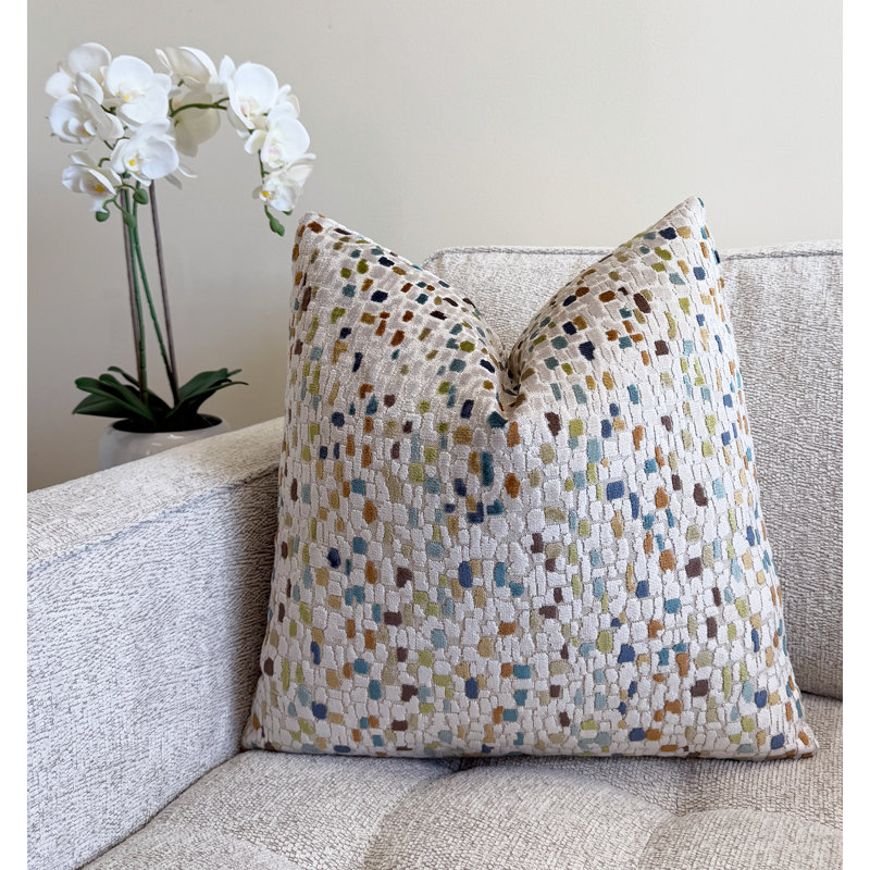 Housse de coussin en velours mosaïque, 22 x 22 po, Verre de mer