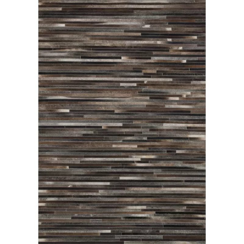 Tapis gris anthracite en cuir de vache fabriqué à la main Murtaz, Rectangle 5 pi x 7 pi 6 po