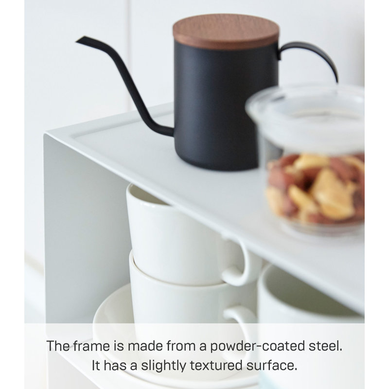 Tower Yamazaki Home Stackable Kitchen Rack, Storage Organizer Counter Shelf, Small, Stack up to Two, White