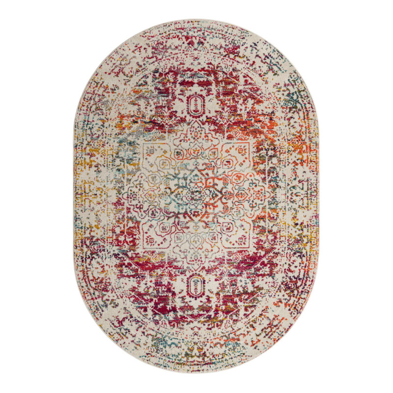 Round Oriental Area Rug, Oval 215.9cm x 304.8cm
