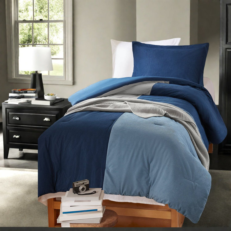 Cozy Corduroy Bedding Sets, Twin XL Polyester, Modern Dorm Home