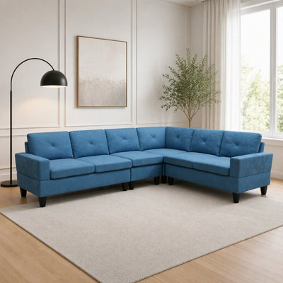 Canapé modulaire en L de 95,5 po x 75 po en forme de L modulaire à 6 places 4 pièces avec méridienne Calico