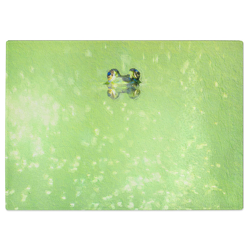 Tempered Glass Peeping Frog Chopping Board, 39 cm W x 28.5 cm L